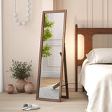 Tangkula Full Length Mirror with Stand, Solid Wood Frame Floor Mirror, Free Standing Full Body Mirror