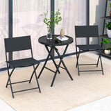Tangkula 3 Piece Folding Bistro Set Patio Dining Furniture with Breathable Fabric Seat