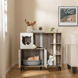 Tangkula Cat Litter Box Enclosure, 5-in-1 Enlarged Hidden Litter Box Furniture with Cat Condo