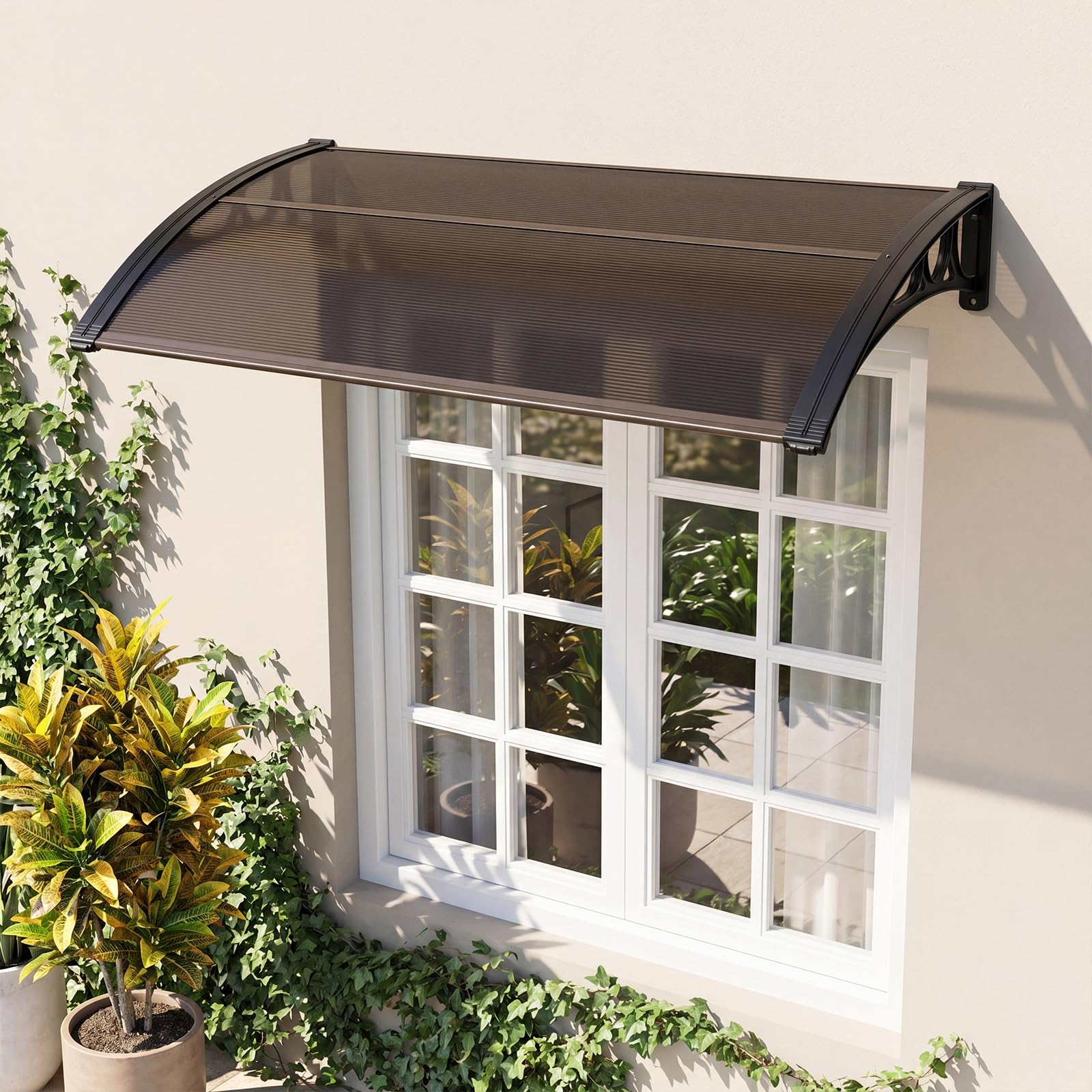 Tangkula 30" x 39" Window Awning with Hollow Sheet for Rain Snow Sunlight Protection
