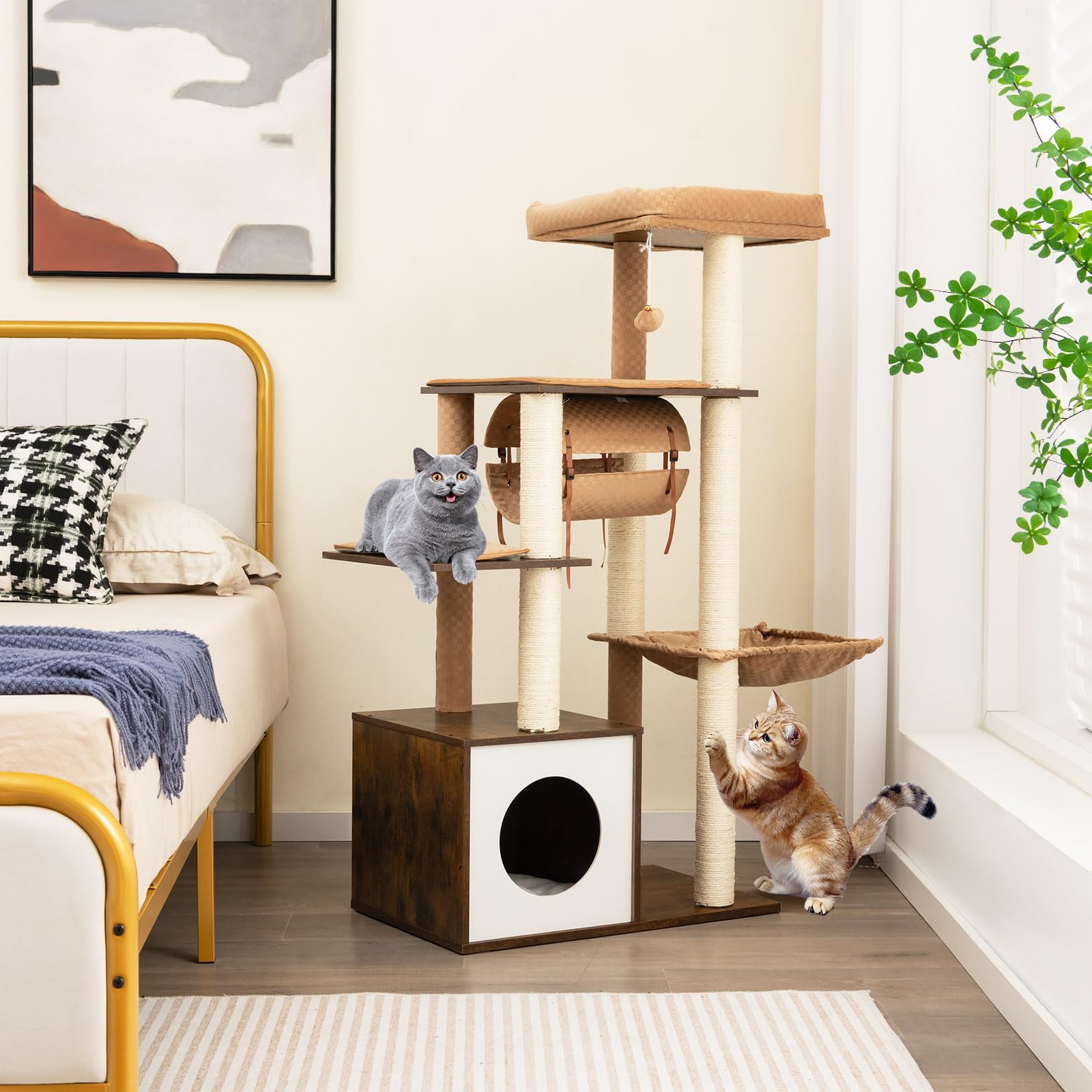 Modern Cat Tree for Indoor Cats - Tangkula