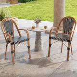 Tangkula Outdoor French Bistro Chairs Set of 2/4, Hand-Woven PE Wicker Patio Chairs with Armrests