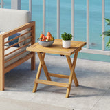 Tangkula Outdoor Folding Side Table with X-Shaped Legs & Slatted Tabletop