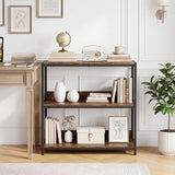 Tangkula 3-Tier Bookshelf with Wooden Shelves and Metal Frame
