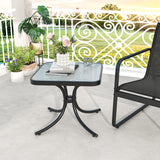 Outdoor Bistro Table, 20 Inches Patio Side Table with Tempered Glass