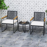 Tangkula 3 Pieces Patio Furniture Set PE Rattan Porch Chairs with Round Tempered Glass Top Table