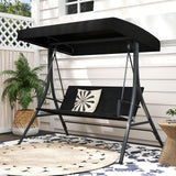 Tangkula 3-Person Wicker Porch Swing Outdoor Swing with Rattan Seat & Back