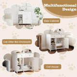Tangkula 31.5 Inch Enclosed Cat Box Cabinet with 2 Storage Drawers Double Doors & 2 Open Shelves