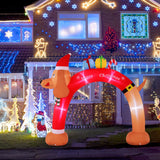 Tangkula 10 FT Lighted Inflatable Christmas Dachshund Arch, Blow Up Christmas Arch w/LEDs & Built-in Air Blower