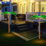 Tangkula Artificial Lighted Palm Tree with 4 Fronds & Metal Base