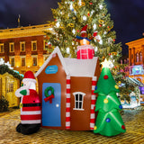 Tangkula 7 FT Christmas Inflatables Ginger House with Santa Claus & Christmas Tree