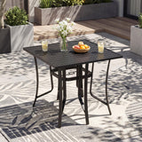 Tangkula 42.5" Round Metal Patio Dining Table for 4 with Umbrella Hole