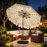 Tangkula 10 FT Outdoor Patio Umbrella with Solar LED Lights and Weighted Base-Beige