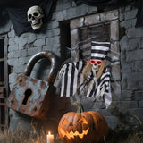 Tangkula Animated Halloween Decoration, 18” Hanging Skull Prisoner
