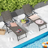 Tangkula Outdoor Lounge Chairs Set of 1/2, Patio Folding Chaise Recliner with 6-Level Backrest
