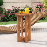 Tangkula Outdoor Side Table 14” Mahogany Accent Table with Round Tray Top