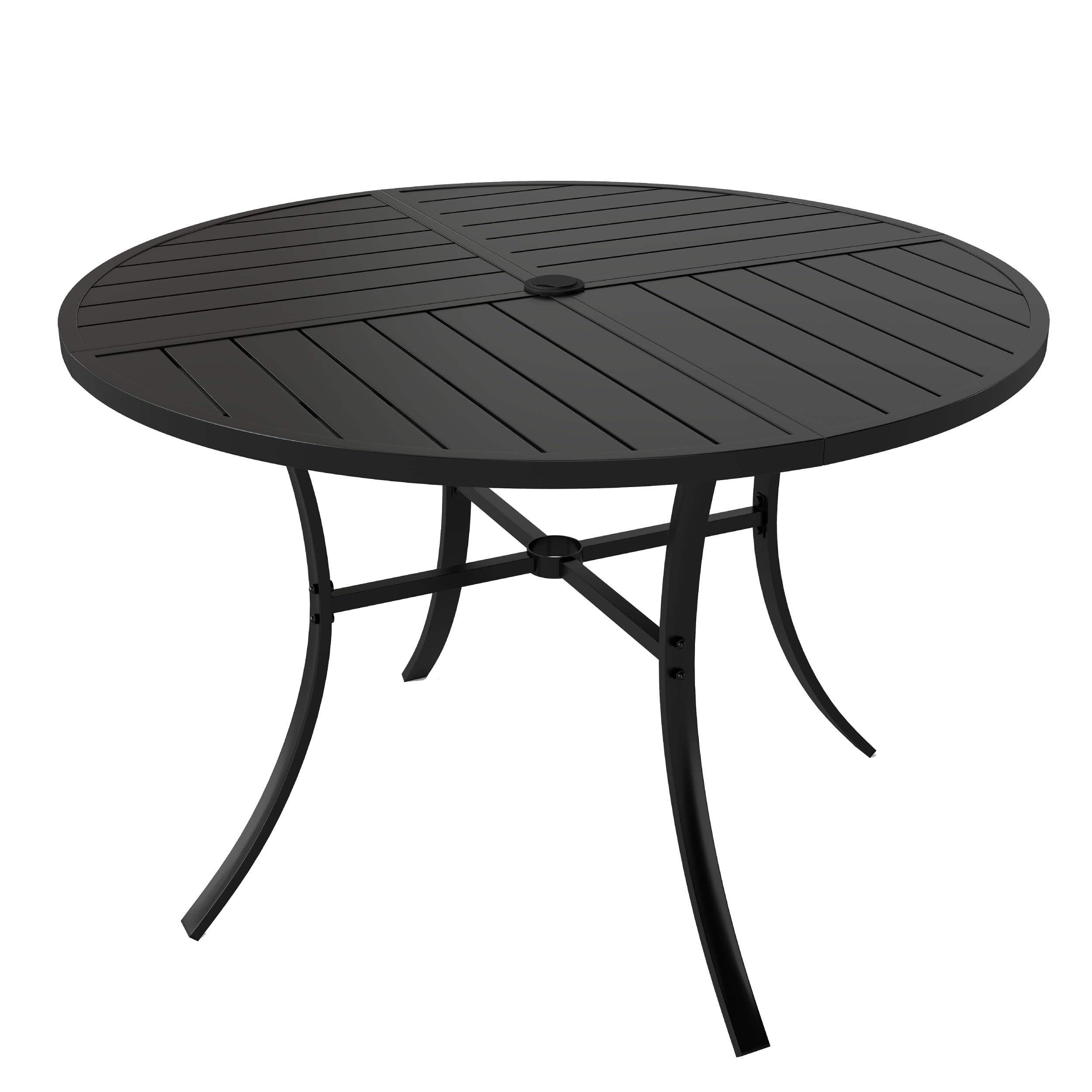 Tangkula 42.5" Round Metal Patio Dining Table for 4 with Umbrella Hole