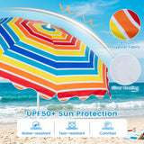 Tangkula 7 FT Scalloped Beach Umbrella with Cup Holders for Sand | UPF 50+