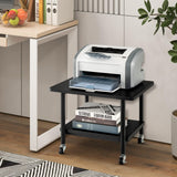 Tangkula 2-Tier Printer Stand, Under Desk Rolling Printer Cart with 2 Storage Shelves