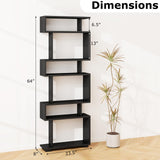 Tangkula 6-Tier S Shaped Bookcase 64" Tall Modern Geometric Bookshelf