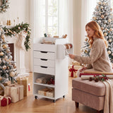 Tangkula Small Rolling Cabinet w/Drawers & Lockable Casters