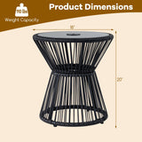 Tangkula PE Rattan Hourglass-Shaped Outdoor Side Table with LED Warm Light (1/2)
