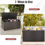 Tangkula 175 Gallon Outdoor Storage Box, Wicker Patio Deck Box with 2 Universal Wheels and Waterproof Zippered Liner