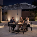 Tangkula 13 Ft Solar Patio Umbrella 36 LED Lights Crank Handle 12 Sturdy Ribs