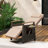 Tangkula Patio Wicker Recliner Chair w/Adjustable Backrest & Footrest