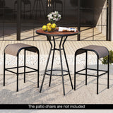 Tangkula 3 PCS Outdoor Bar Table Set, 28” Round Bar Height Table with 2 Bar Stools
