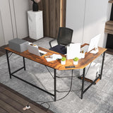 Tangkula L-Shaped Office Desk, L Shaped Corner Desk with Power Outlets, USB Ports