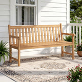 Tangkula 62" Teak Wood Outdoor Bench 3-Seat Solid Wood Garden Patio Bench