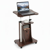 Tangkula Height Adjustable Laptop Table with Tilting Tabletop & Storage Shelves