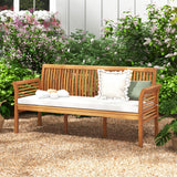 Tangkula Patio 3-Seat Wood Bench, 62.5 Inches Long Acacia Bench with Soft Seat Cushions