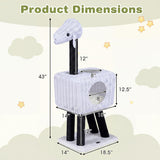 Tangkula 43 Inch Sheep-Shaped Cute Cat Tower with 2-Cave Large Wicker Condo