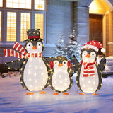Tangkula 3-Piece Christmas Lighted Penguin Family
