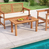 Tangkula Outdoor Coffee Table with Slatted Tabletop
