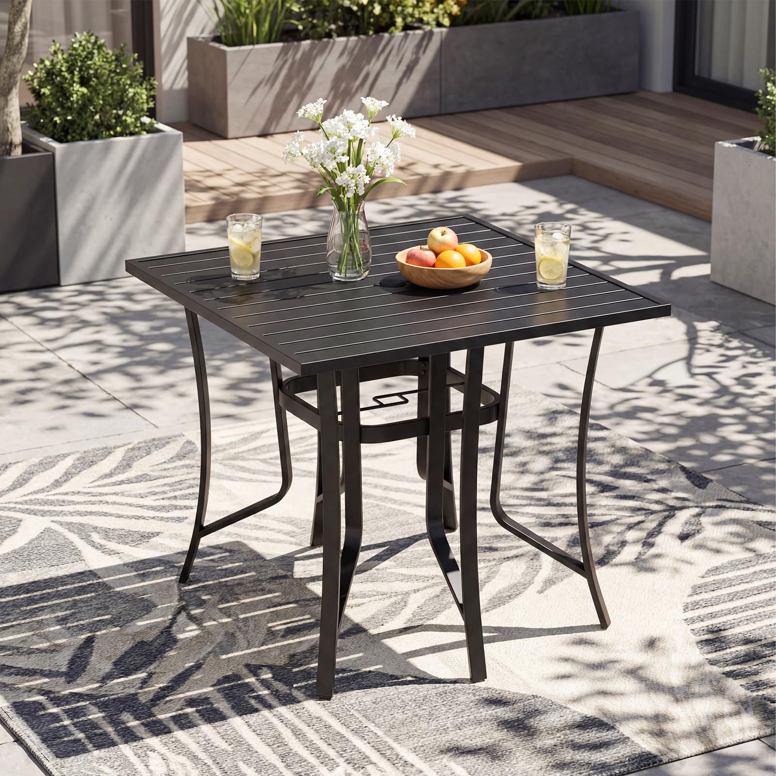 Tangkula 36” Square Patio Dining Table for 4 with Umbrella Hole – tangkula