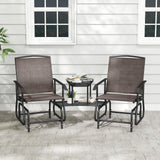 Tangkula 2-Seater Outdoor Glider Bench with 2-Tier Center Table