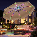 Tangkula 9/10 FT Solar Patio Umbrella with 104/112 Color-Changing Flowing LED Lights