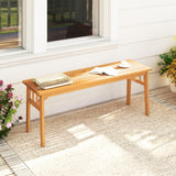 Tangkula Outdoor Acacia Wood 48” Patio Dining Bench with Slatted Seat