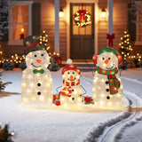 Tangkula 3-Piece Christmas Lighted Snowman Family Decoration