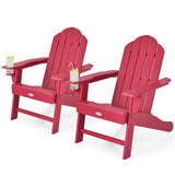 Tangkula Adirondack Chair Outdoor, Fade Resistant HDPE Armchairs with Cup Holder