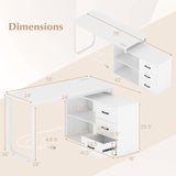 Tangkula 55" Reversible L Shaped Desk with 3 Drawers
