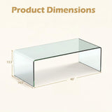 Tangkula Tempered Glass Coffee Table, Clear Coffee Table, International Occasion Tea Table