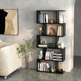 Tangkula 5-Tier Geometric Bookshelf S Shaped Bookcase w/Anti-Toppling Device