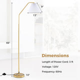 Tangkula Modern Standing Lamp with Adjustable Lamp Head and Pleated Lampshade