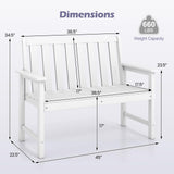 Tangkula 2-Person HDPE Outdoor Garden Bench with Backrest for Balcony