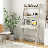 Tangkula Ladder Desk with Countertop & Drawer, Freestanding 2-Tier Ladder Shelf Desk
