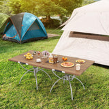 Tangkula 24"x24" Folding Camping Table Set of 2, Extendable Lightweight Camp Table with Wood-Grain Tabletop